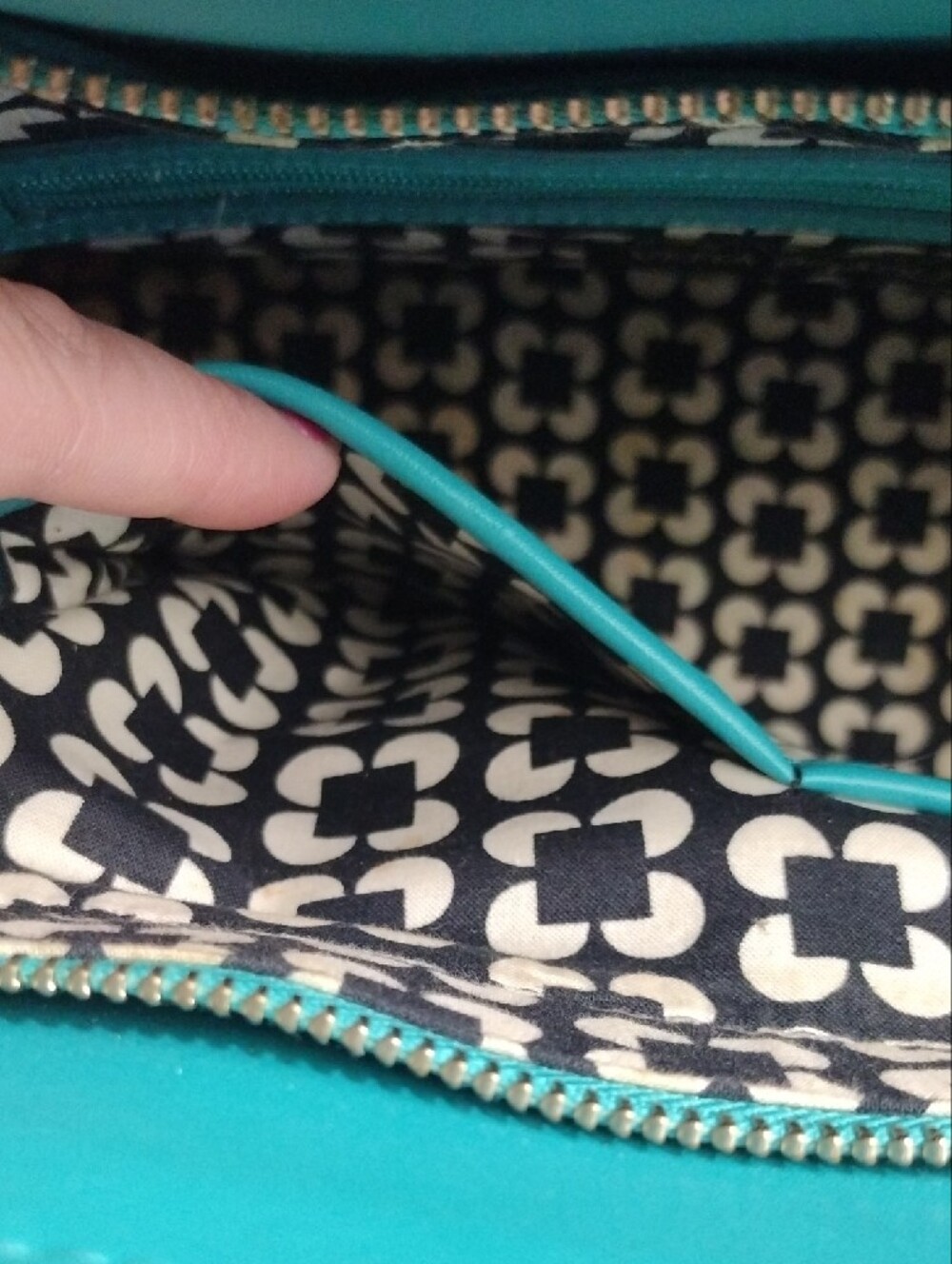 Vera Bradley Teal Satchel with Removable Shoulder Strap - Picture 8 of 12